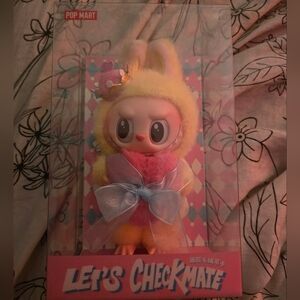 Let's Checkmate Labubu Figure - Yellow and Pink